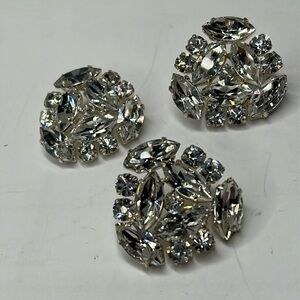 Set of Three 3 Large Crystal Cubic Zirconia 1” Buttons